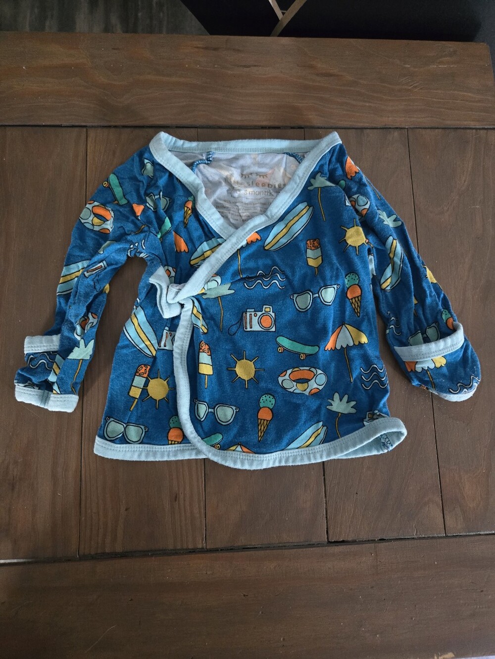 Little Sleepies Newborn 0-3 Month Crossover Kimono Top Limited Edition Surfs Up